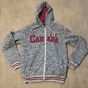 Gray Canada Hoodie with Red Accents